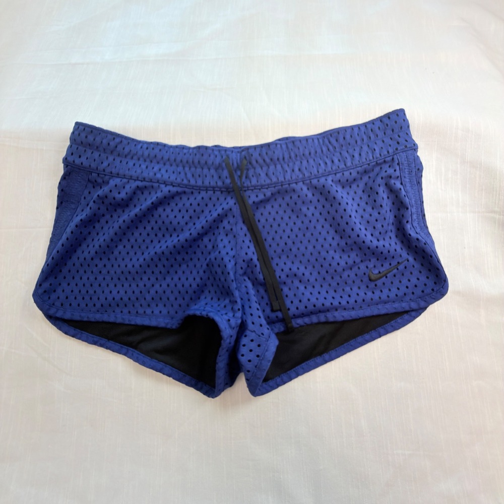 Nike Reversible Mesh Shorts Womens Small Blue Black Excellent 724539-455